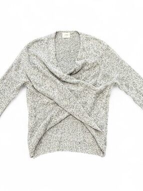 Twist-Front V-Neck Women's Sweater - Heather Gray